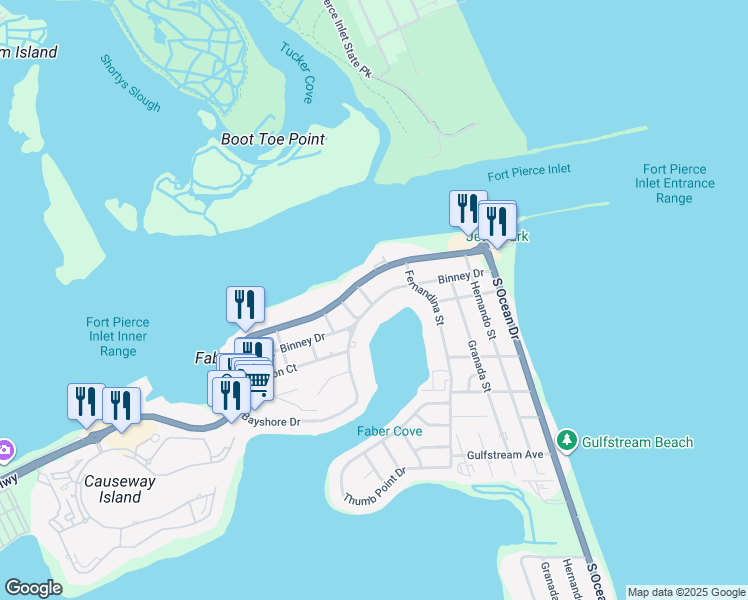 map of restaurants, bars, coffee shops, grocery stores, and more near 1608 Binney Drive in Fort Pierce