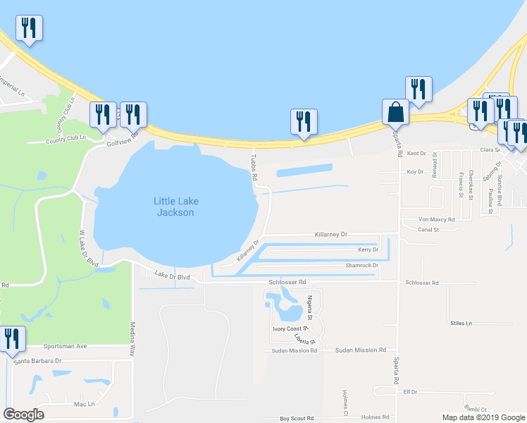 map of restaurants, bars, coffee shops, grocery stores, and more near 3511 Tubbs Road in Sebring
