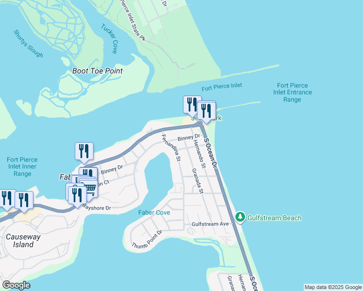 map of restaurants, bars, coffee shops, grocery stores, and more near 1710 Saint Lucie Court in Fort Pierce