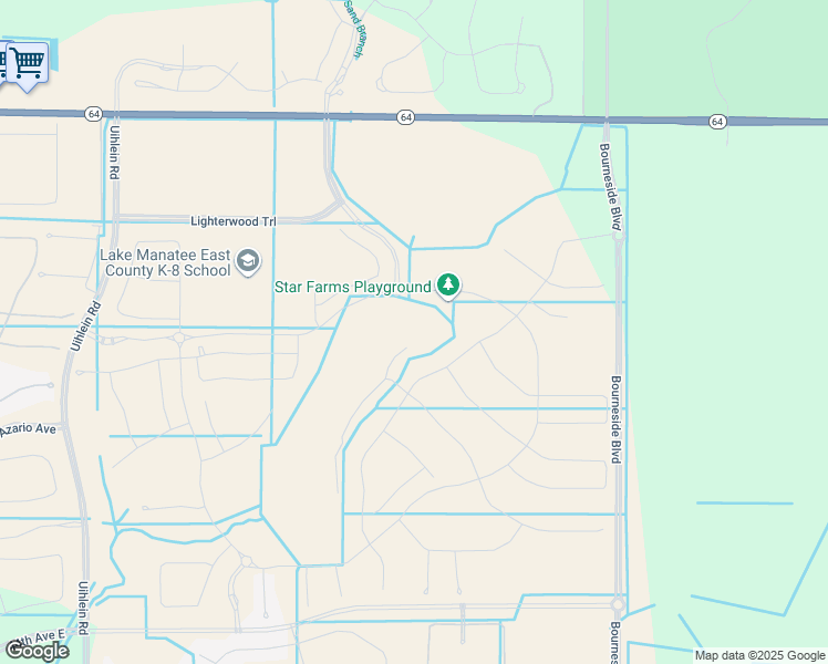map of restaurants, bars, coffee shops, grocery stores, and more near 17500 SR 64 East in Bradenton