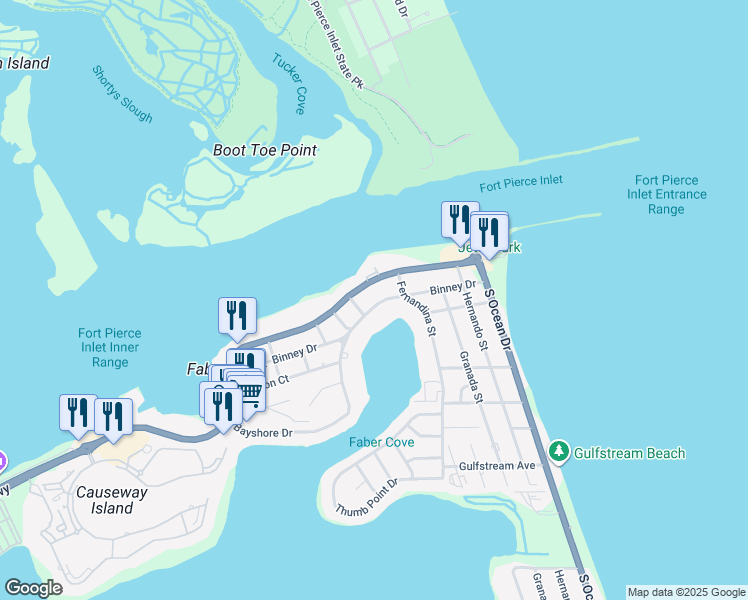 map of restaurants, bars, coffee shops, grocery stores, and more near 1608 Binney Drive in Fort Pierce