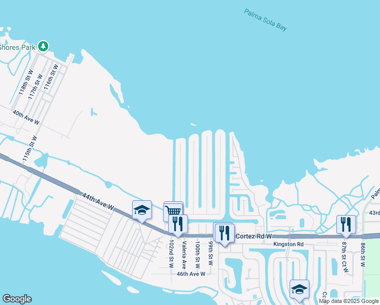 map of restaurants, bars, coffee shops, grocery stores, and more near 3715 101st Street West in Bradenton