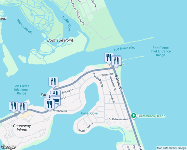 map of restaurants, bars, coffee shops, grocery stores, and more near 211 Fernandina Street in Fort Pierce