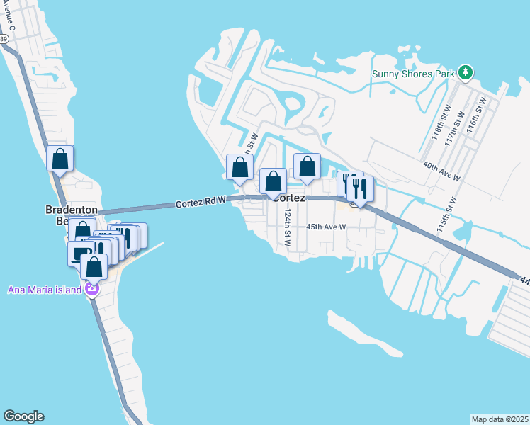 map of restaurants, bars, coffee shops, grocery stores, and more near 55 Avenue D in Cortez