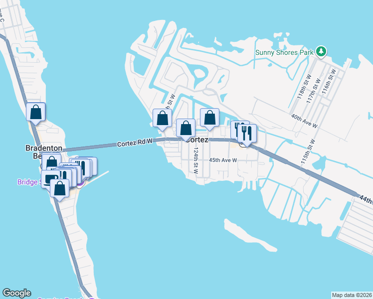 map of restaurants, bars, coffee shops, grocery stores, and more near 55 Avenue D in Cortez