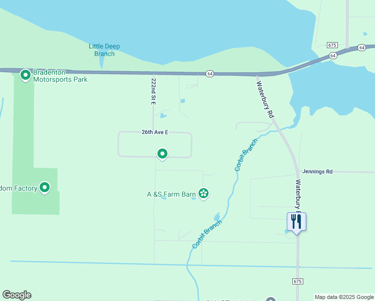 map of restaurants, bars, coffee shops, grocery stores, and more near 22230 26th Avenue East in Bradenton