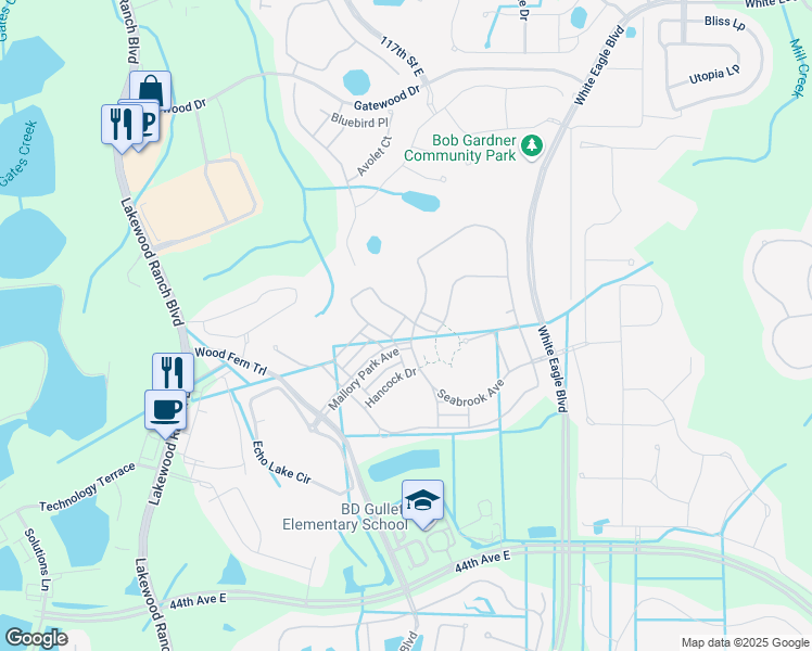 map of restaurants, bars, coffee shops, grocery stores, and more near 3132 Anchor Bay Trail in Lakewood Ranch