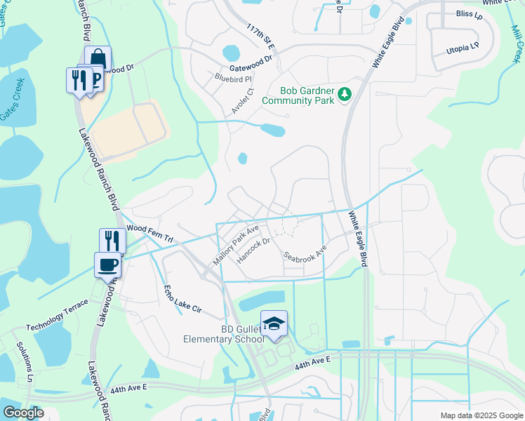 map of restaurants, bars, coffee shops, grocery stores, and more near 3132 Anchor Bay Trail in Lakewood Ranch