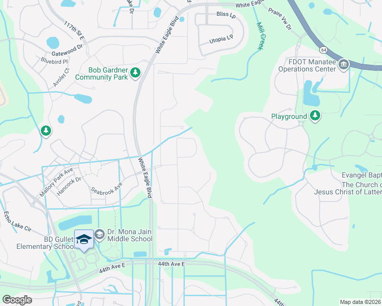 map of restaurants, bars, coffee shops, grocery stores, and more near 12817 True Blue Circle in Bradenton