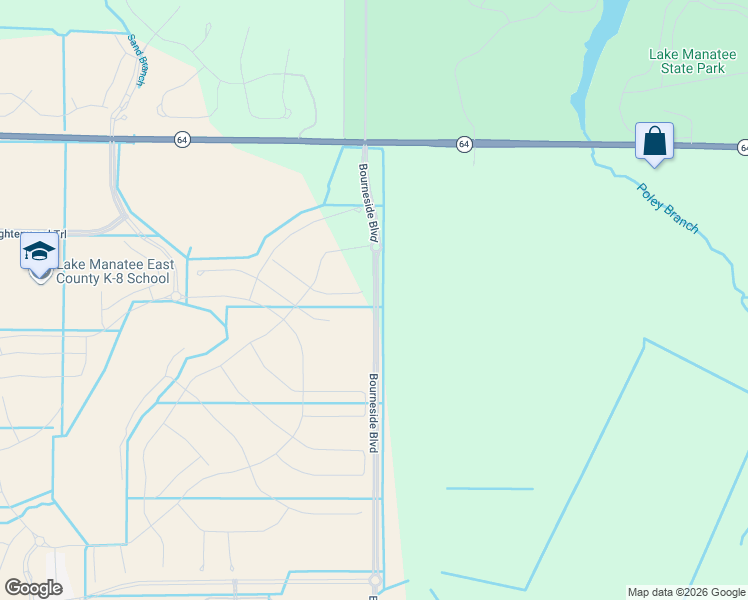 map of restaurants, bars, coffee shops, grocery stores, and more near 3680 Bourneside Boulevard in Bradenton