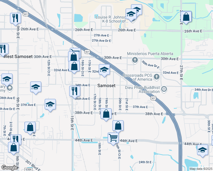 map of restaurants, bars, coffee shops, grocery stores, and more near in Samoset