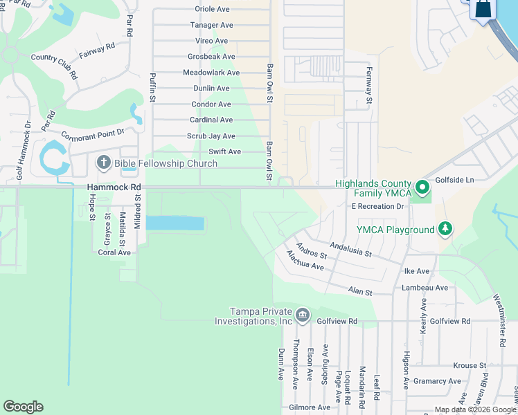 map of restaurants, bars, coffee shops, grocery stores, and more near 2129 Abington Street in Sebring