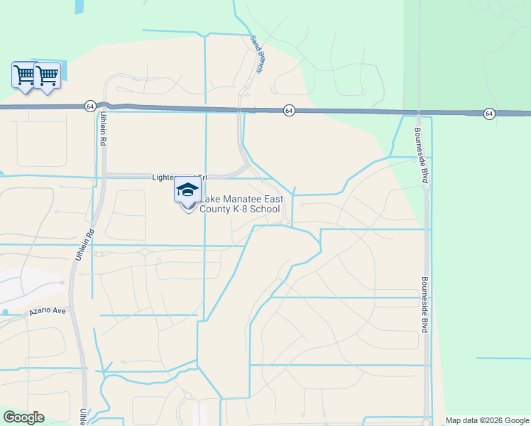 map of restaurants, bars, coffee shops, grocery stores, and more near 17579 Crescent Moon Loop in Bradenton