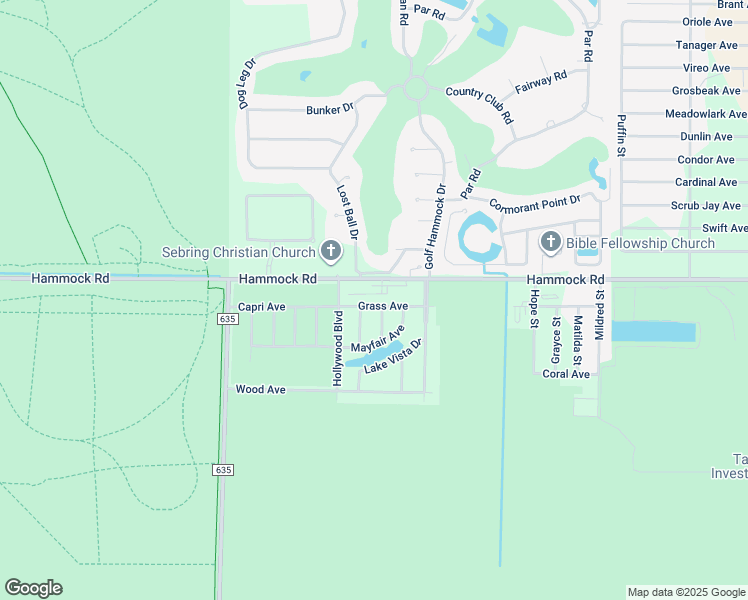 map of restaurants, bars, coffee shops, grocery stores, and more near 3209 Peace Street in Sebring