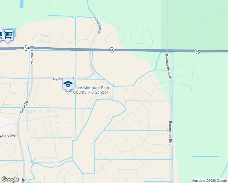 map of restaurants, bars, coffee shops, grocery stores, and more near 17500 SR 64 East in Bradenton