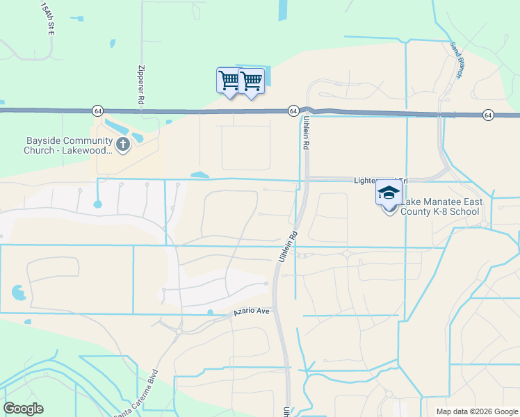 map of restaurants, bars, coffee shops, grocery stores, and more near 16512 Bergamo Place in Bradenton