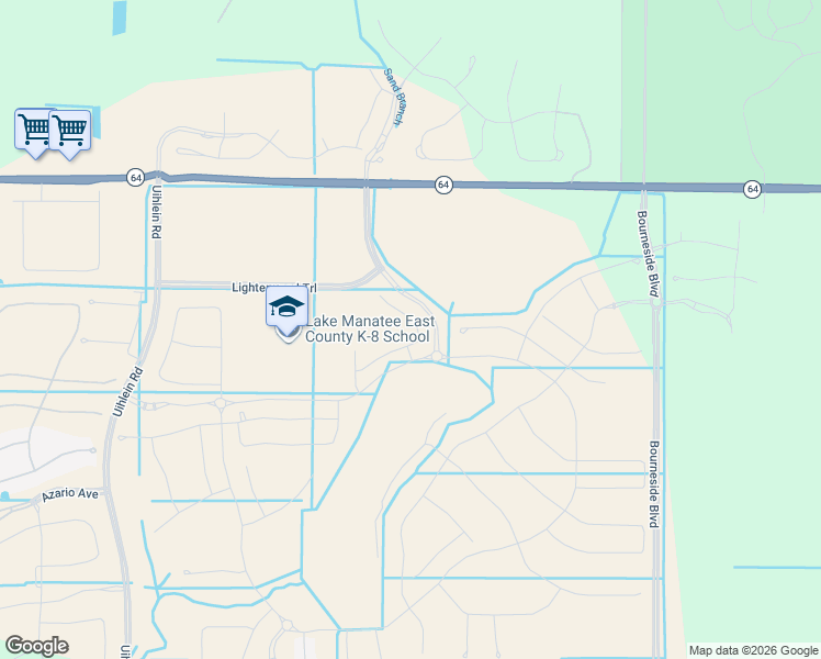 map of restaurants, bars, coffee shops, grocery stores, and more near 17579 Crescent Moon Loop in Bradenton