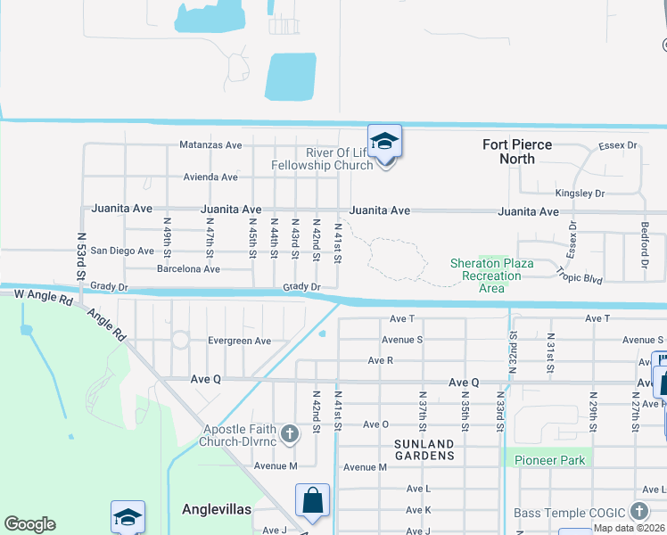 map of restaurants, bars, coffee shops, grocery stores, and more near 2109 North 41st Street in Fort Pierce