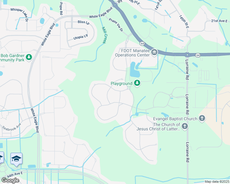 map of restaurants, bars, coffee shops, grocery stores, and more near 13616 Saw Palm Creek Trail in Bradenton