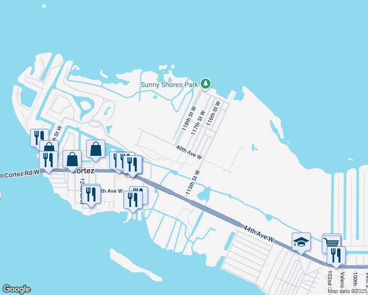 map of restaurants, bars, coffee shops, grocery stores, and more near 3916 116th Street Court West in Bradenton