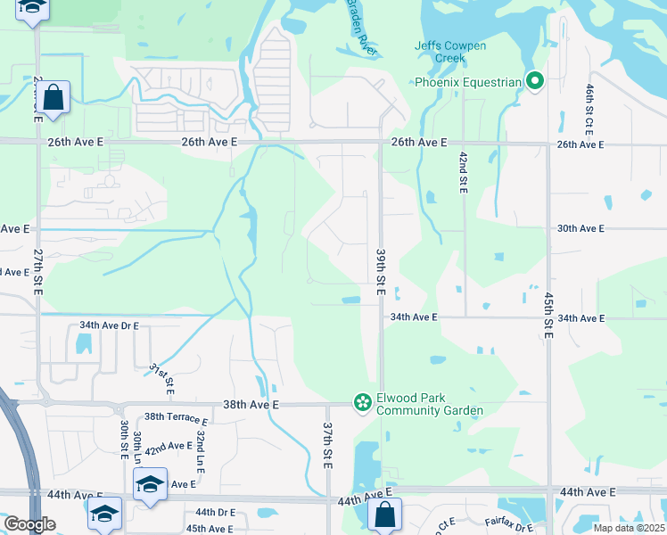 map of restaurants, bars, coffee shops, grocery stores, and more near 3310 39th Street East in Bradenton