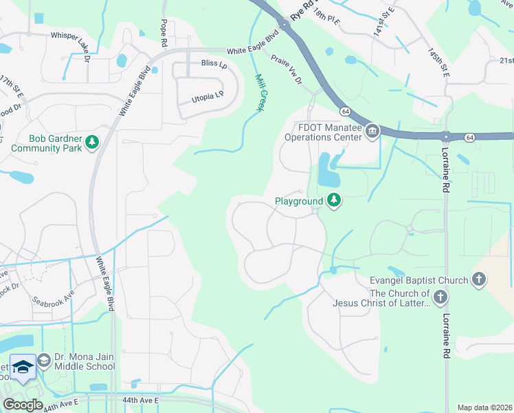 map of restaurants, bars, coffee shops, grocery stores, and more near 13520 Saw Palm Creek Trail in Bradenton