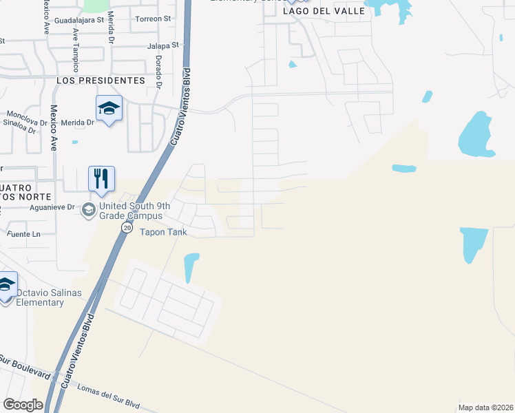 map of restaurants, bars, coffee shops, grocery stores, and more near Holstein Lane in Laredo