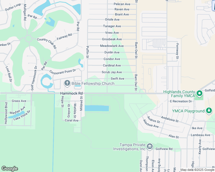 map of restaurants, bars, coffee shops, grocery stores, and more near 214 South Heron Street in Sebring
