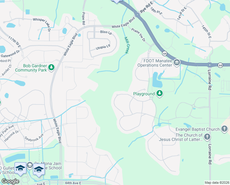 map of restaurants, bars, coffee shops, grocery stores, and more near 13411 Saw Palm Creek Trail in Bradenton