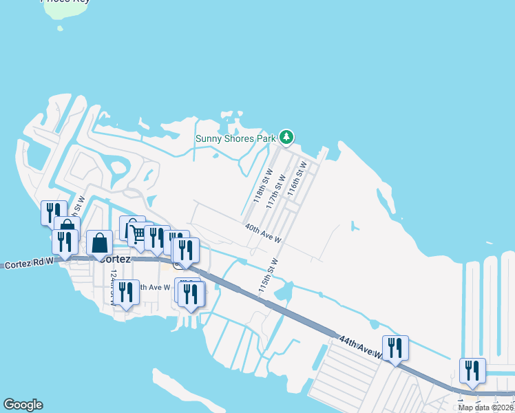 map of restaurants, bars, coffee shops, grocery stores, and more near 3815 118th Street West in Bradenton