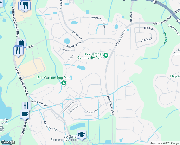 map of restaurants, bars, coffee shops, grocery stores, and more near Pope Road in Bradenton