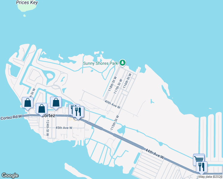 map of restaurants, bars, coffee shops, grocery stores, and more near 3815 118th Street West in Bradenton