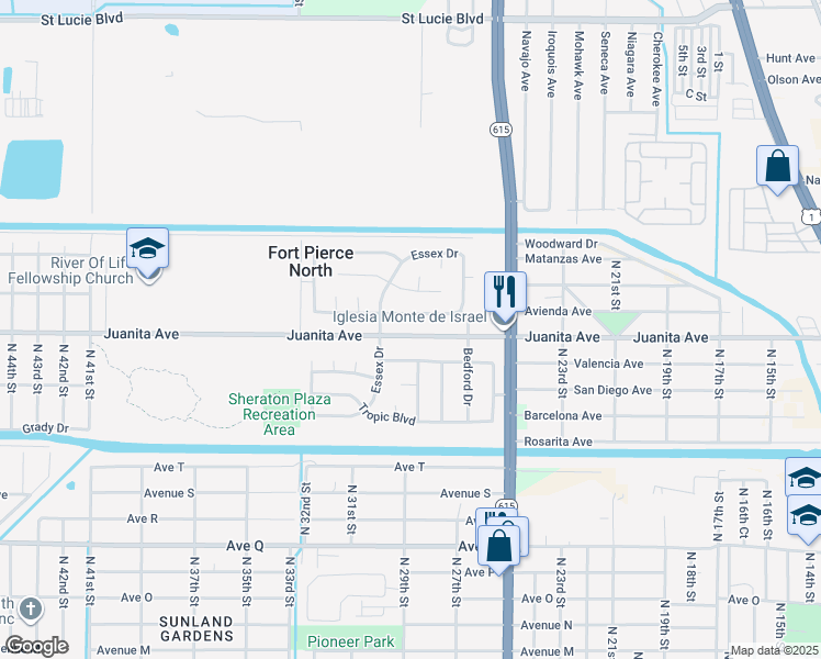 map of restaurants, bars, coffee shops, grocery stores, and more near 2800 Sheraton Boulevard in Fort Pierce
