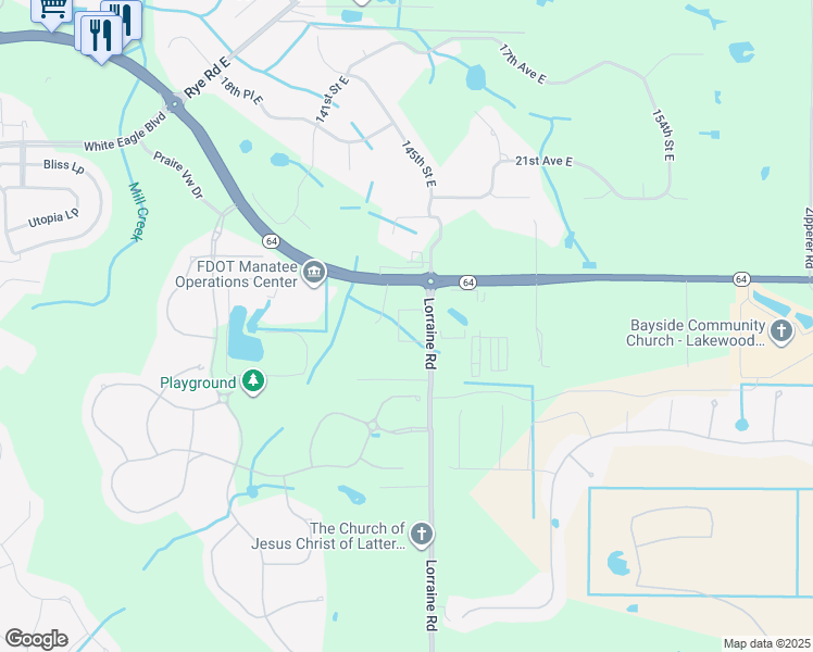 map of restaurants, bars, coffee shops, grocery stores, and more near 14370 Florida 64 in Bradenton