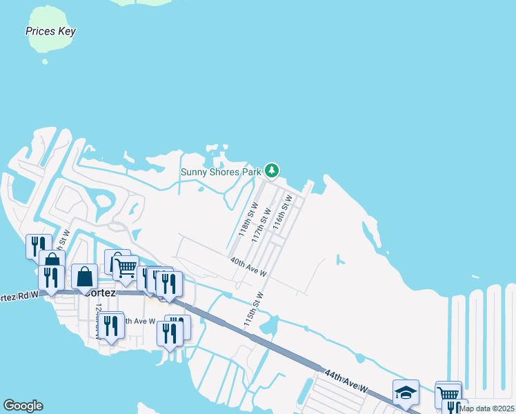 map of restaurants, bars, coffee shops, grocery stores, and more near 3707 118th Street West in Bradenton