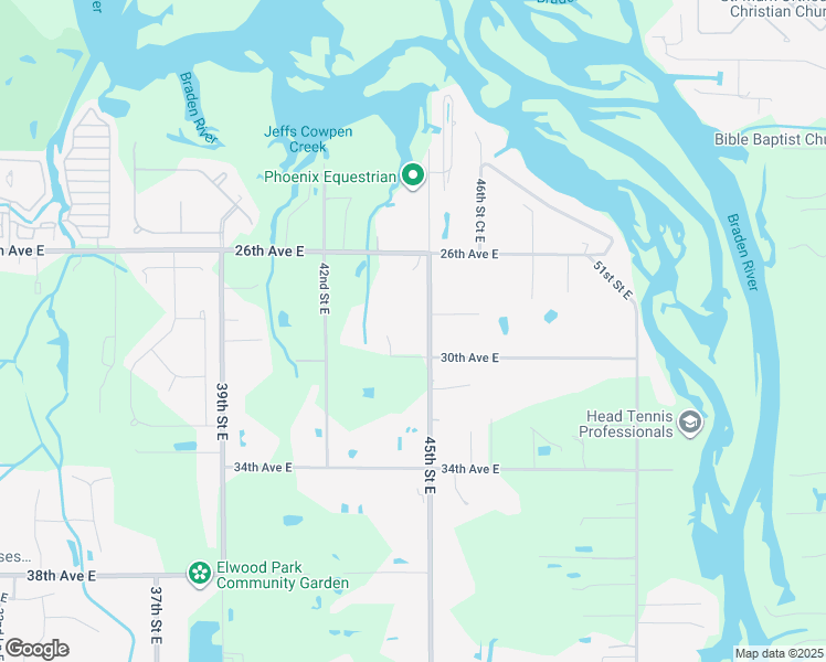 map of restaurants, bars, coffee shops, grocery stores, and more near 2824 45th Street East in Bradenton