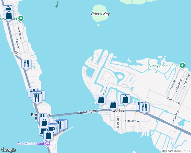 map of restaurants, bars, coffee shops, grocery stores, and more near 4203 129th Street West in Cortez