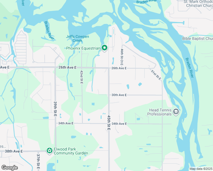map of restaurants, bars, coffee shops, grocery stores, and more near 2824 45th Street East in Bradenton