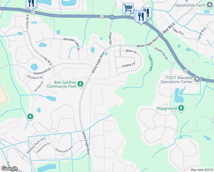 map of restaurants, bars, coffee shops, grocery stores, and more near 2405 Pope Rd in Bradenton