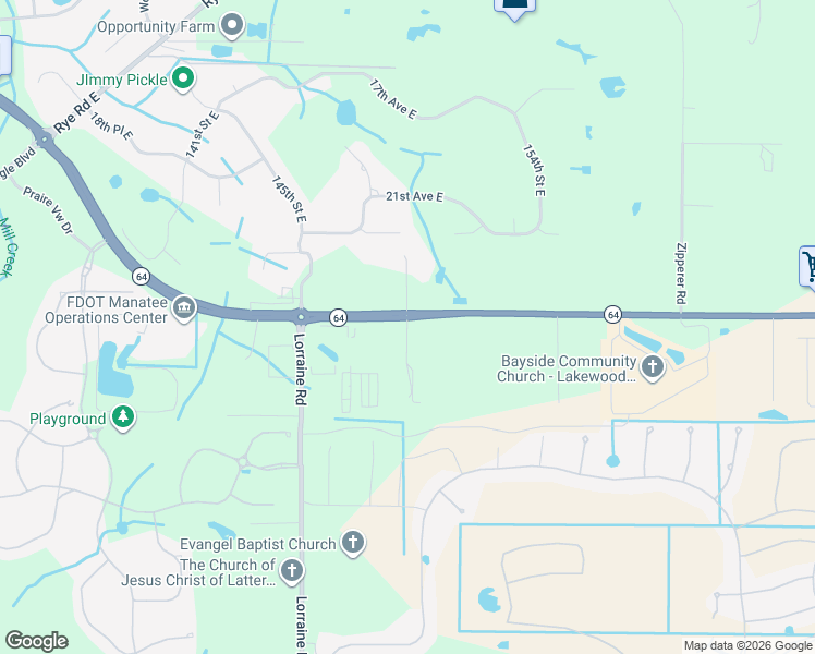 map of restaurants, bars, coffee shops, grocery stores, and more near 14810 Florida 64 in Bradenton