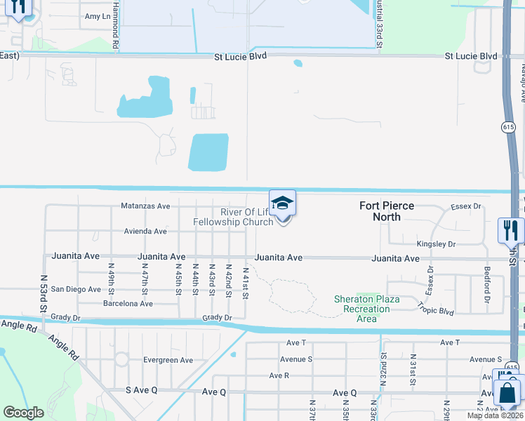 map of restaurants, bars, coffee shops, grocery stores, and more near 2309 Jo Haywood Drive in Fort Pierce