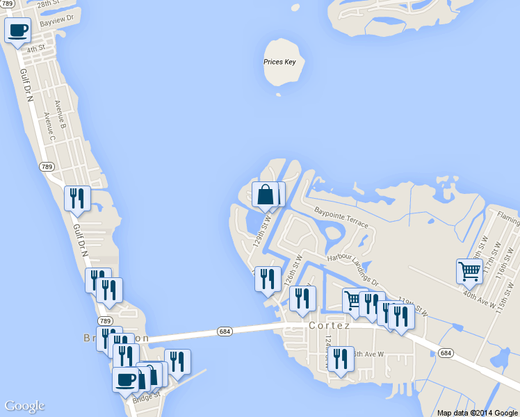 map of restaurants, bars, coffee shops, grocery stores, and more near 12910 Yacht Club Place in Cortez