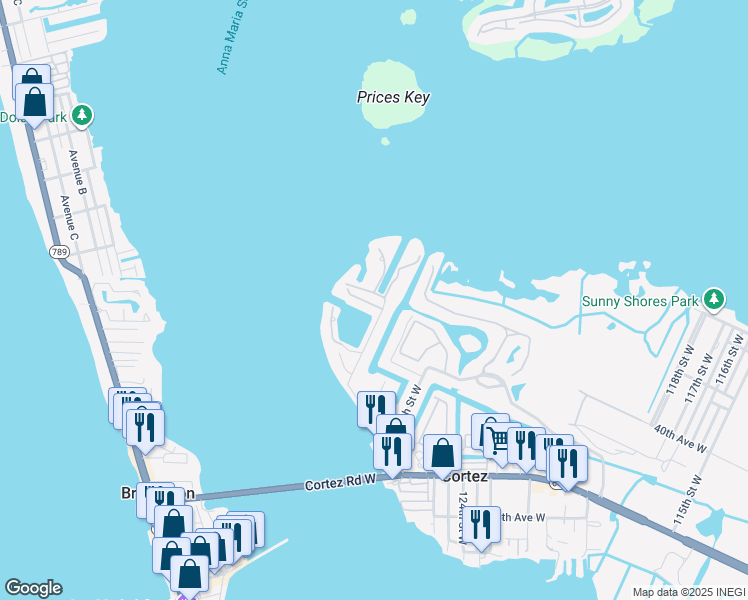 map of restaurants, bars, coffee shops, grocery stores, and more near 12910 Yacht Club Place in Cortez
