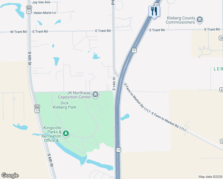 map of restaurants, bars, coffee shops, grocery stores, and more near 4129 Brahma Boulevard in Kingsville