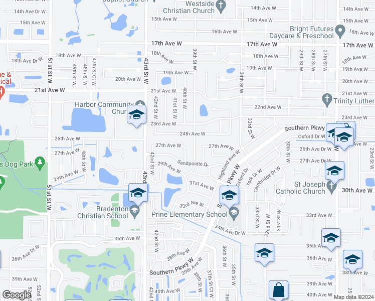 map of restaurants, bars, coffee shops, grocery stores, and more near 2705 40th Street West in Bradenton