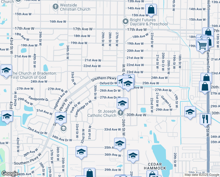 map of restaurants, bars, coffee shops, grocery stores, and more near 2804 26th Avenue Drive West in Bradenton