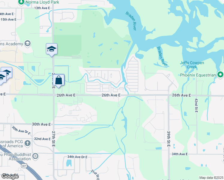 map of restaurants, bars, coffee shops, grocery stores, and more near 68 25th Avenue East in Bradenton