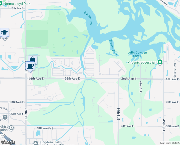 map of restaurants, bars, coffee shops, grocery stores, and more near 1027 Maple Drive West in Bradenton