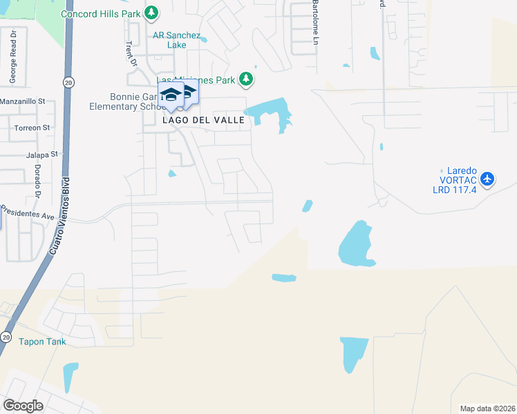 map of restaurants, bars, coffee shops, grocery stores, and more near 1713 Palestine Drive in Laredo