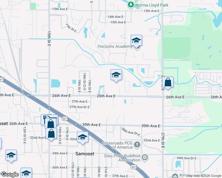 map of restaurants, bars, coffee shops, grocery stores, and more near 2121 26th Avenue East in Bradenton
